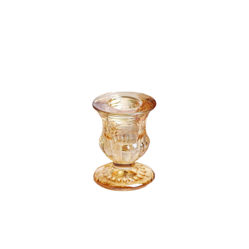 Taper Candle Holder Amber Glass