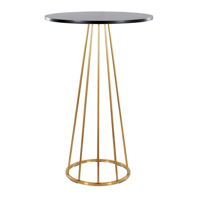 Sunray Highboy Cocktail Table Gold, Black Top