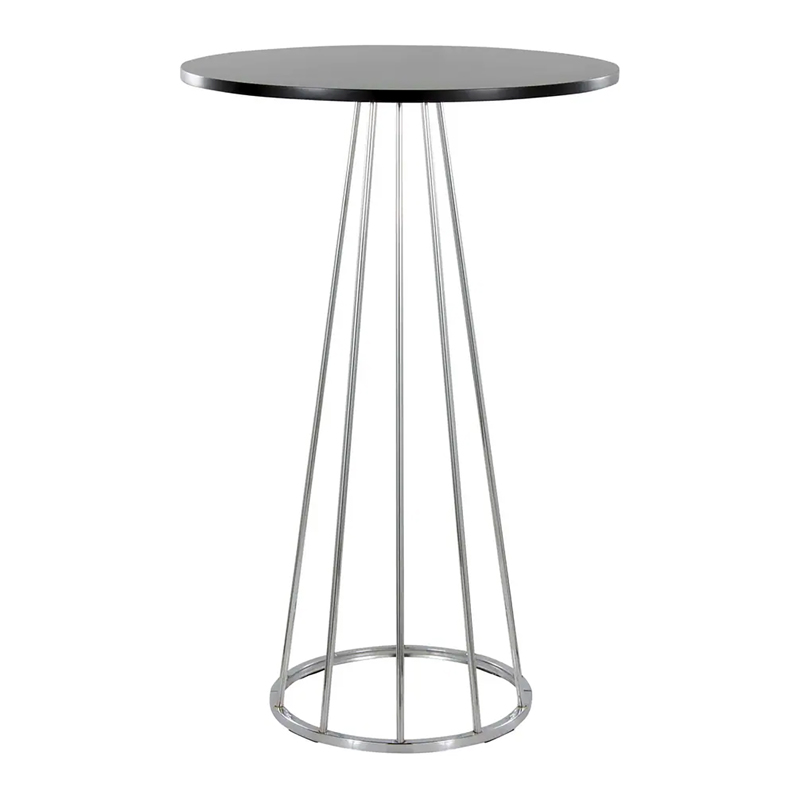 Sunray Highboy Cocktail Table Silver with Black Top