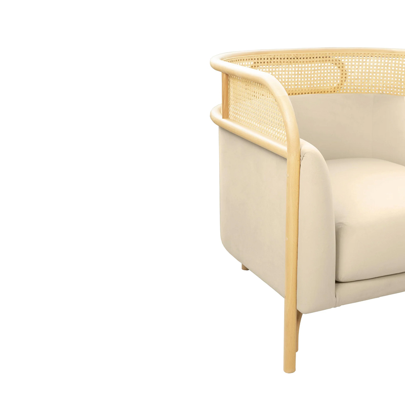 Condesa Cane and Velvet Lounge Armchair