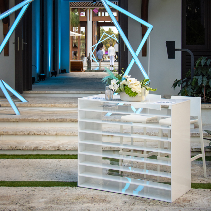 Louver White Decorative Check-In Desk/Barfront 4'