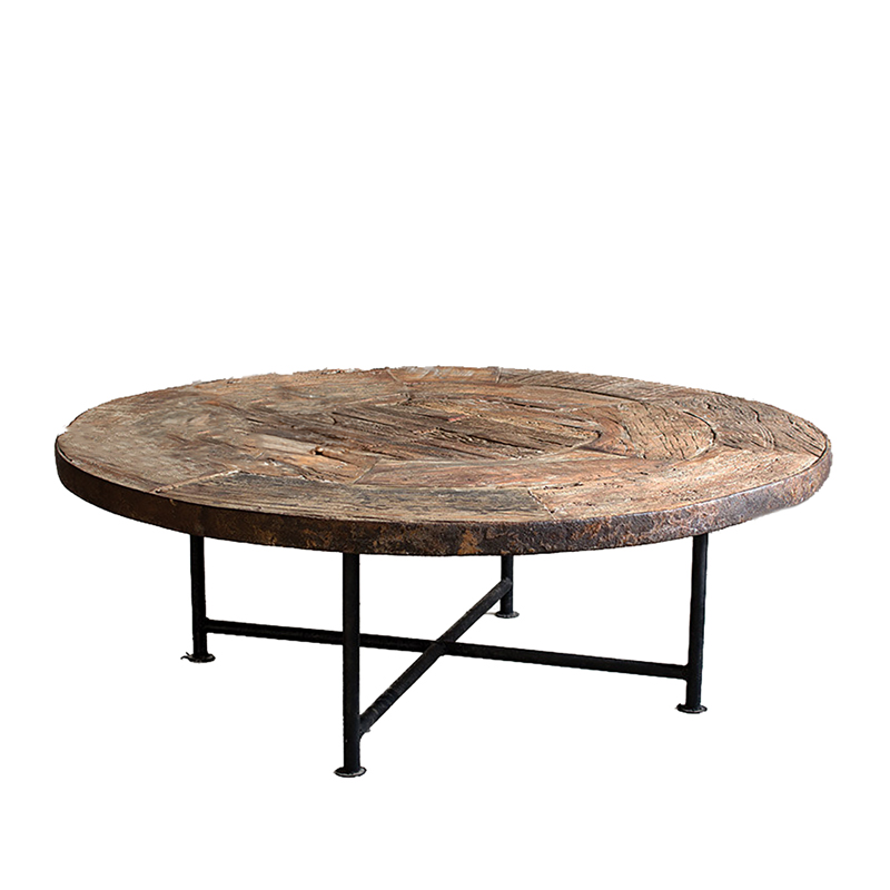 Wagon Wheel Wood Lounge Coffee Table