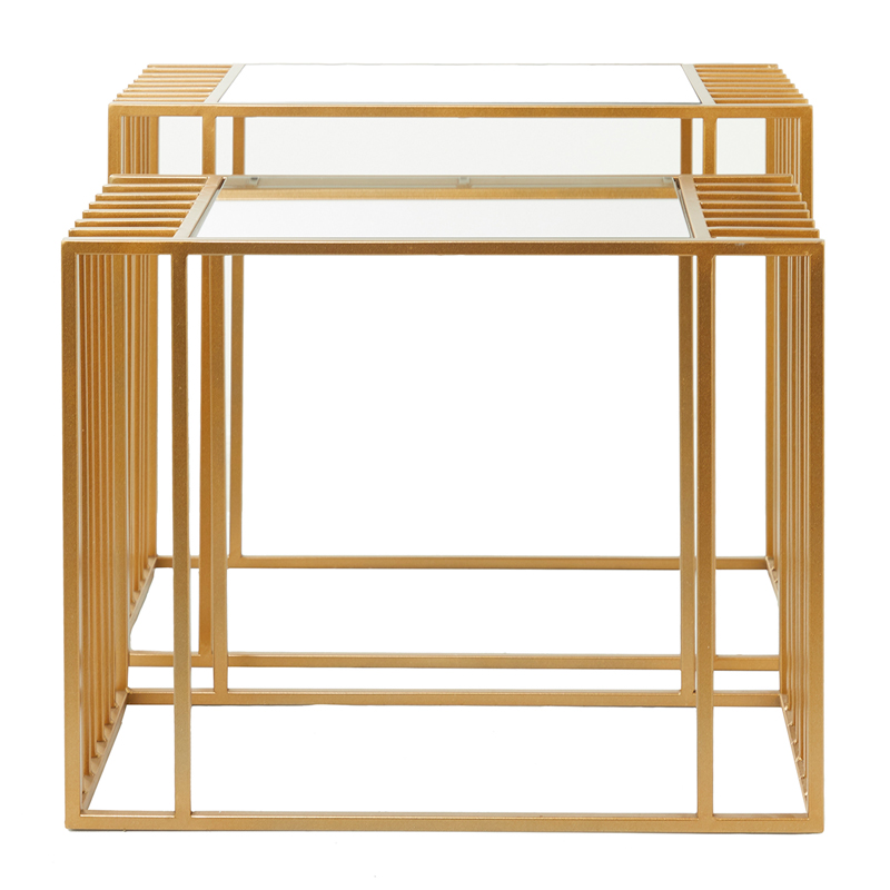 Cage Staggered Gold Lounge Side Tables