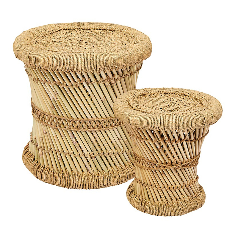 Bamboo Drum Nesting Stools Set of 2