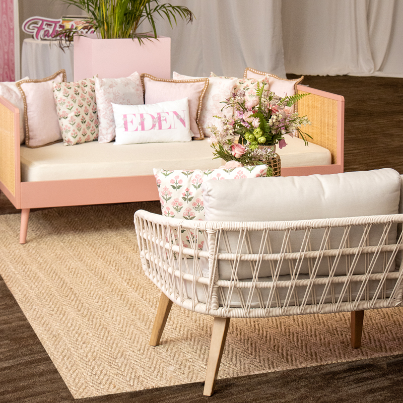 Gretel Rattan Daybed Lounge Rose