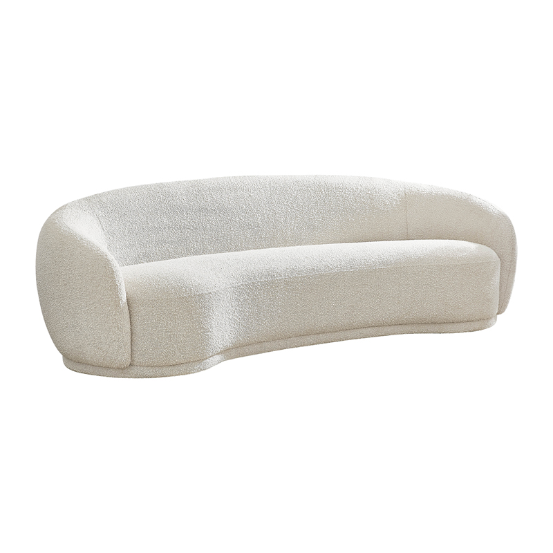 Wedge Bouclé Sofa Ivory 90"