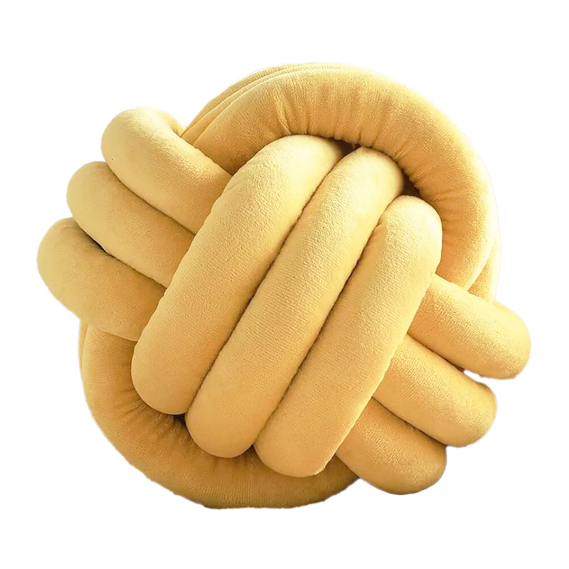 Yellow Velvet Triple Knot Pillow 11"