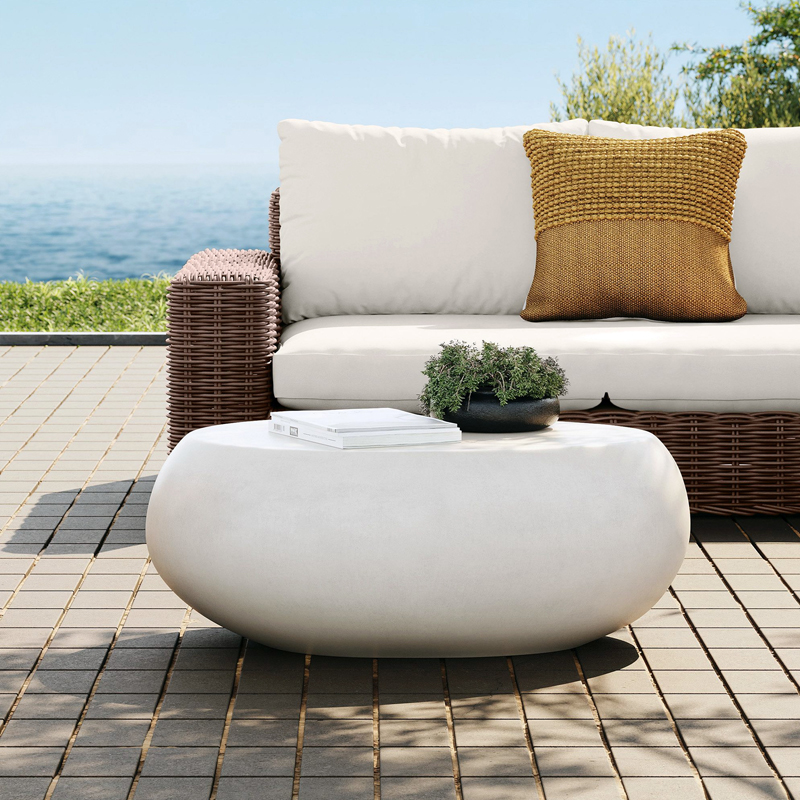 River Stone Ivory Cement Lounge Coffee Table