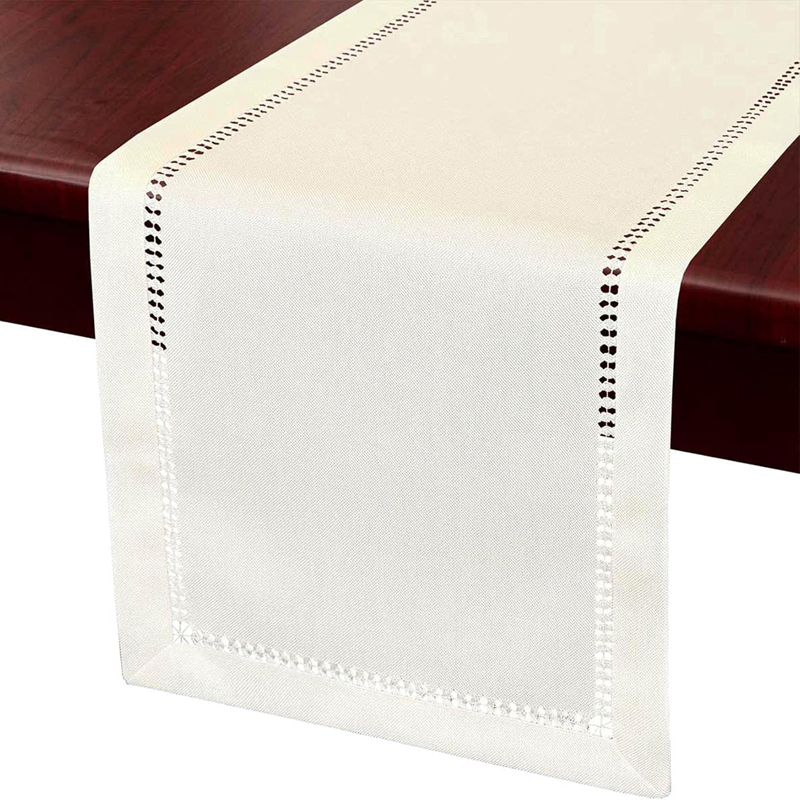 Ivory Linen Hemstitch Runner 14 x 108