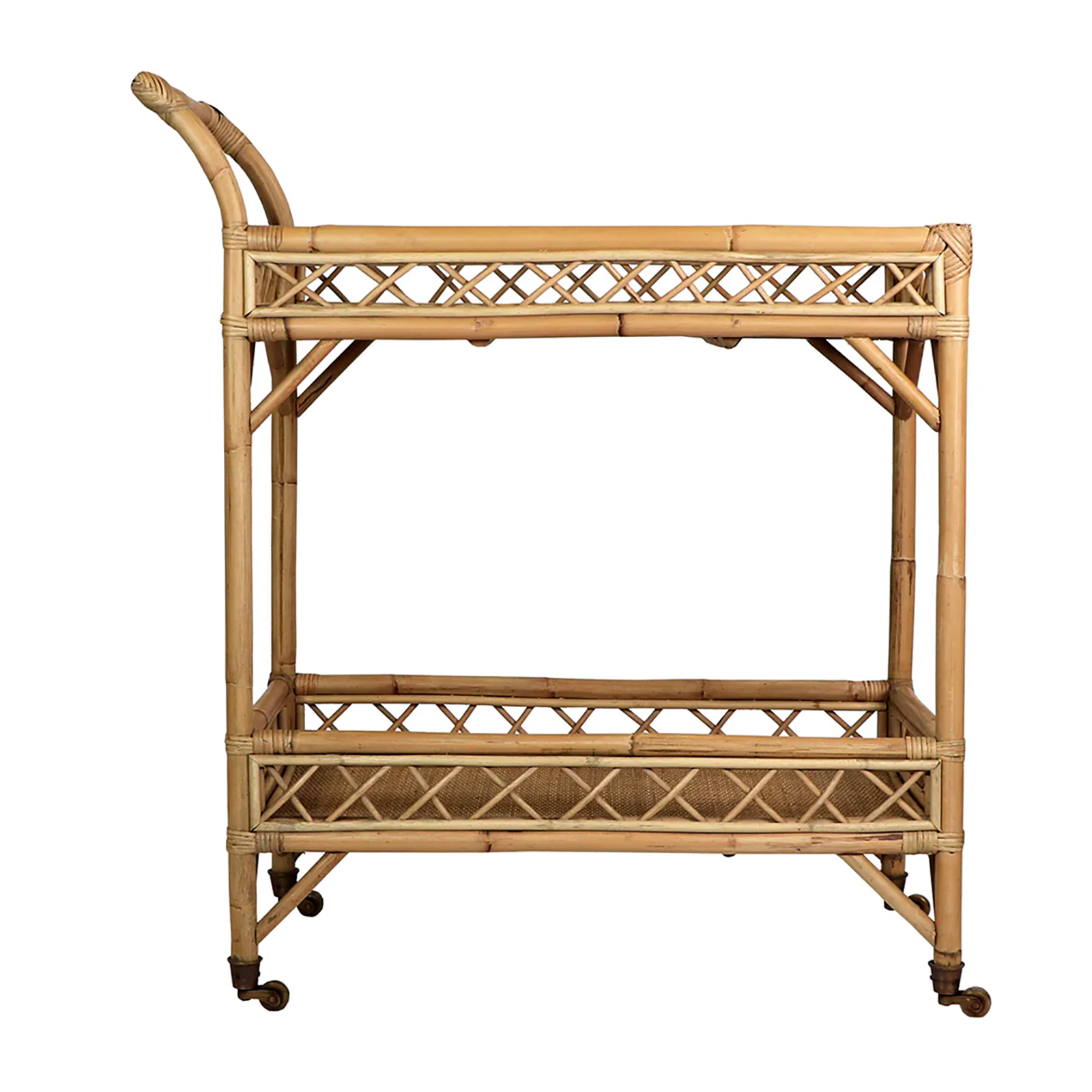 Montego Rattan Rolling Bar Cart Natural