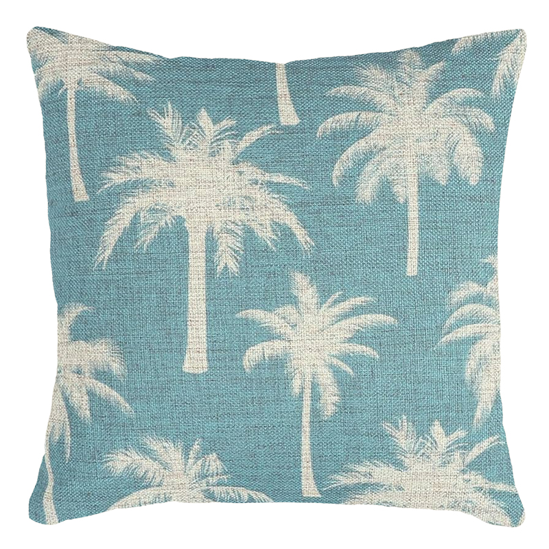 Blue Sky Palm Print Pillow 18 x 18