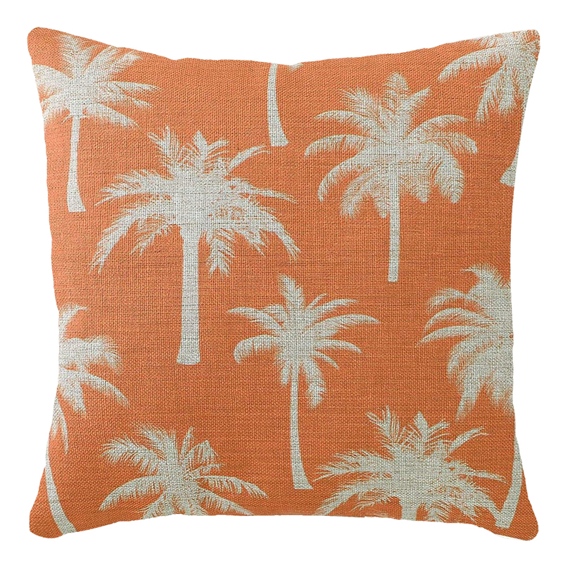 Orange Sorbet Palm Print Pillow 18 x 18