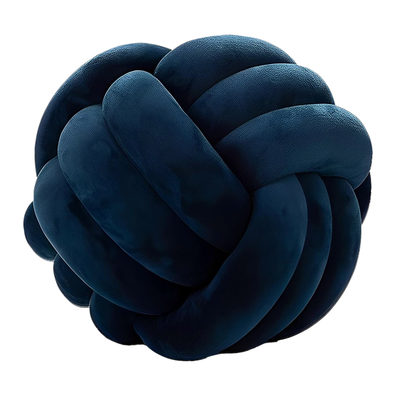 Blue Navy Velvet Triple Knot Pillow 11"