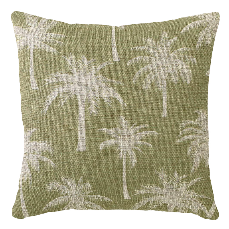 Green Fern Palm Print Pillow 18 x 18