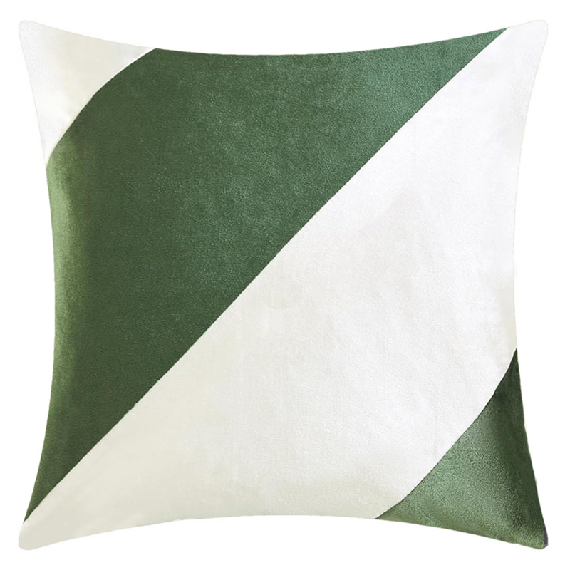 Green Banded Velvet Pillow 18 x 18