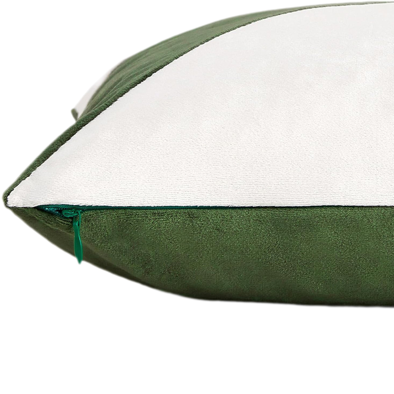 Green Banded Velvet Pillow 18 x 18