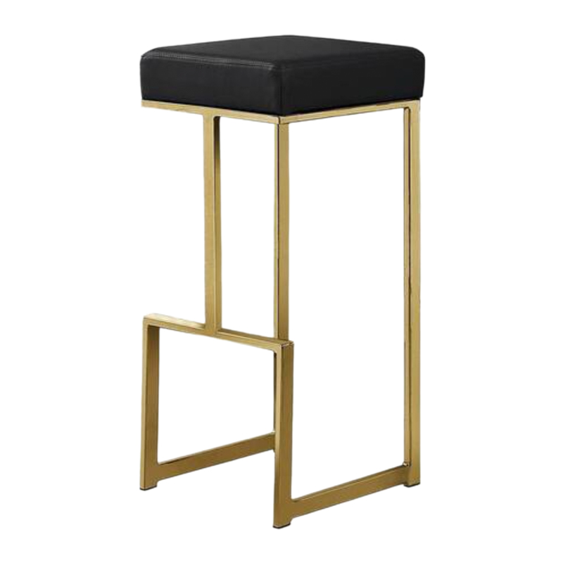 Excalibur Gold Barstool with Black Leatherette Seat