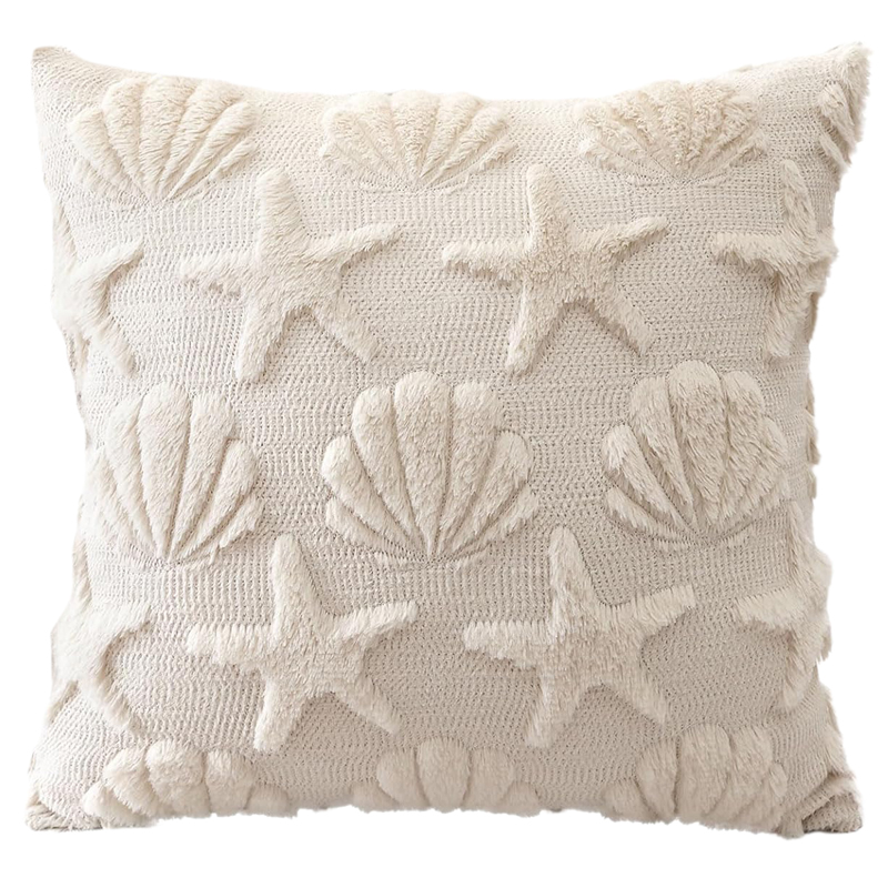 Ivory Shell Relief Pillow 18 x 18